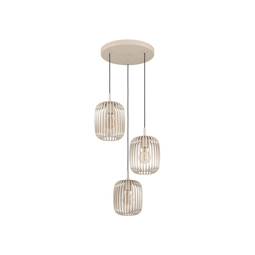 Eglo - Lampadario a sospensione con filo 3xE27/40W/230V beige