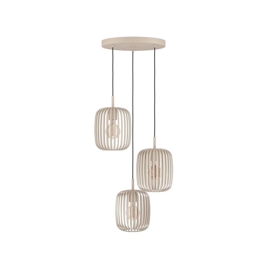 Eglo - Lampadario a sospensione con filo 3xE27/40W/230V beige