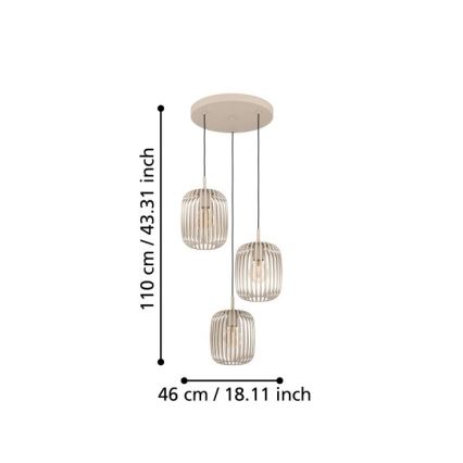 Eglo - Lampadario a sospensione con filo 3xE27/40W/230V beige