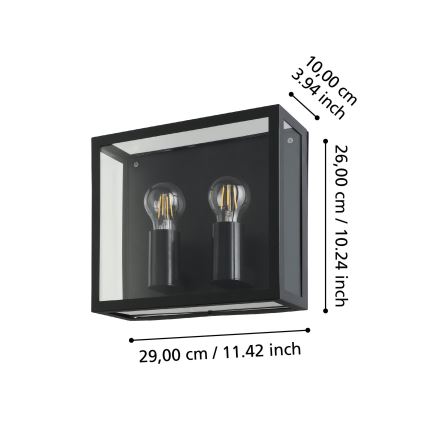 Eglo - Applique da esterno 2xE27/40W/230V IP44