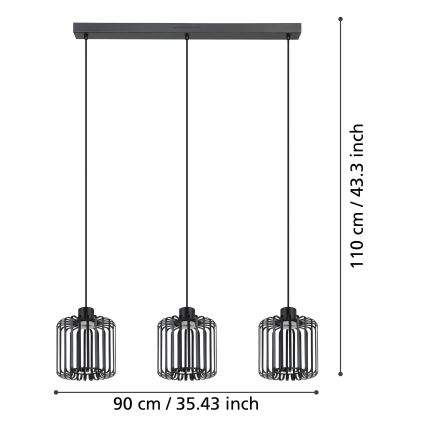 Eglo - LED RGBW Lampadario dimmerabile a sospensione con filo 3xLED/3,7W/230V 2700-6500K