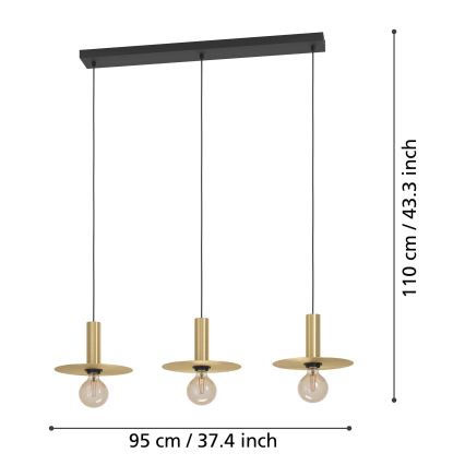 Eglo - Lampadario a sospensione con filo 3xE27/40W/230V