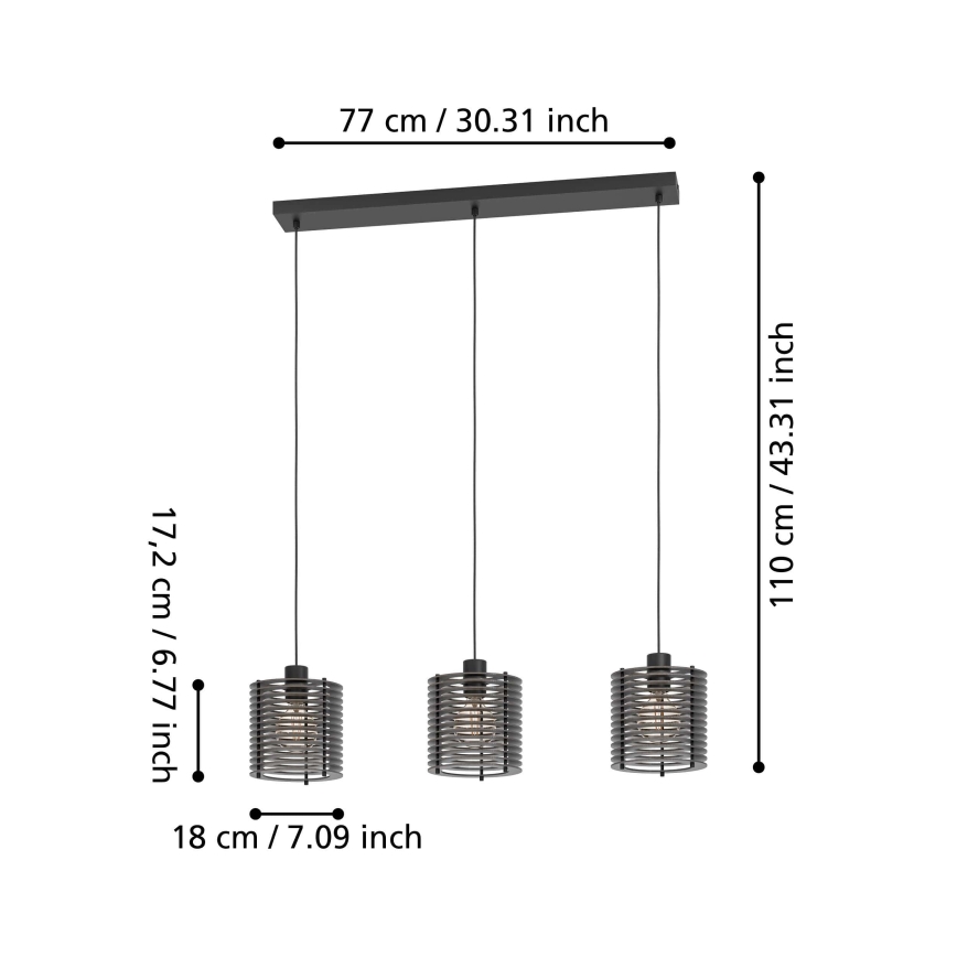 Eglo - Lampadario a sospensione con filo 3xE27/40W/230V
