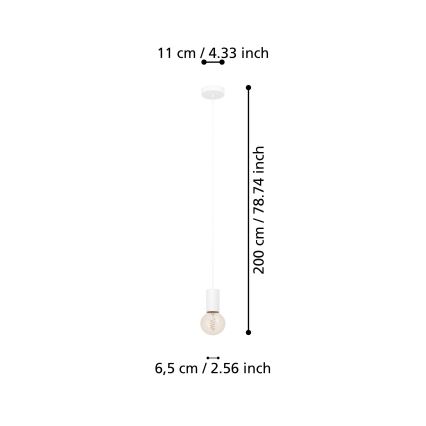 Eglo - Lampadario a sospensione con filo 1xE27/40W/230V bianco