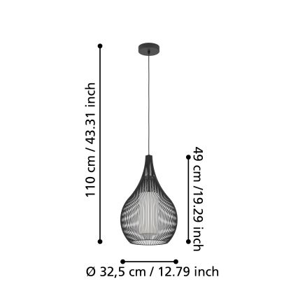 Eglo - Lampadario a sospensione con filo 1xE27/40W/230V nero