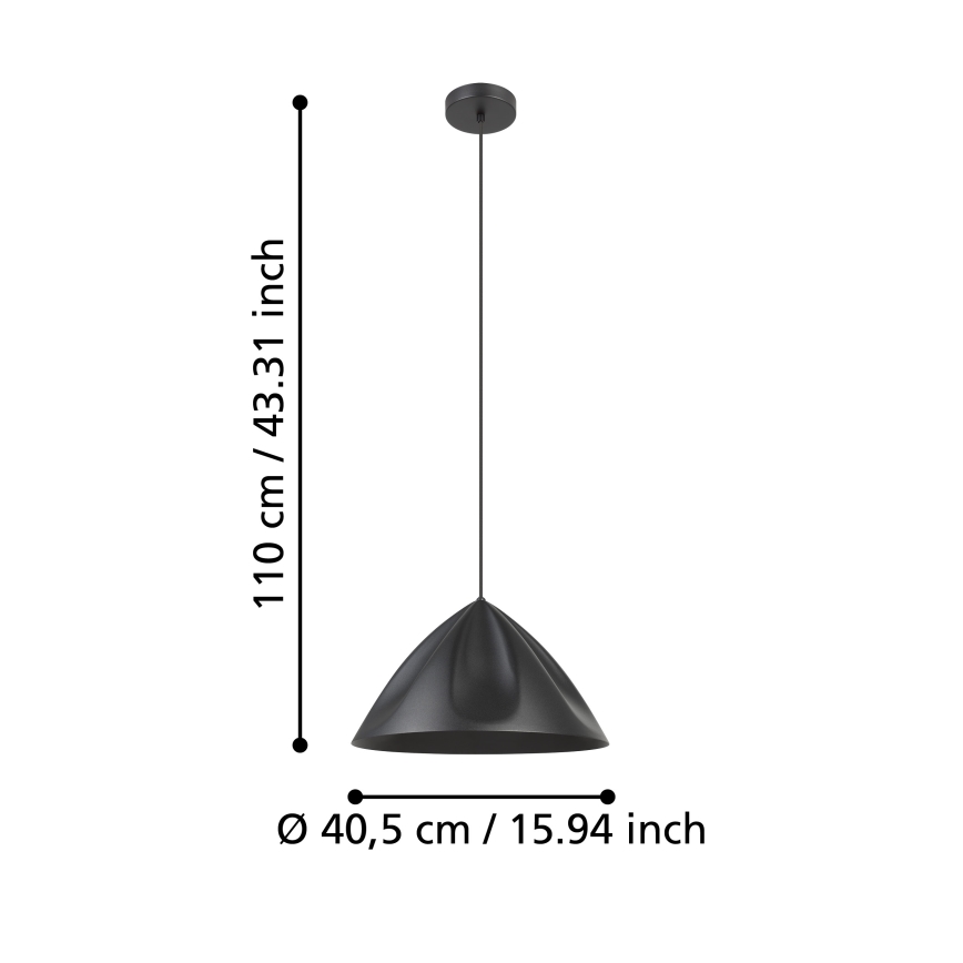 Eglo - Lampadario a sospensione con filo 1xE27/40W/230V nero