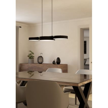 Eglo - LED RGBW Lampadario dimmerabile a sospensione con filo 3xLED/7,5W/230V 2700-6500K nero