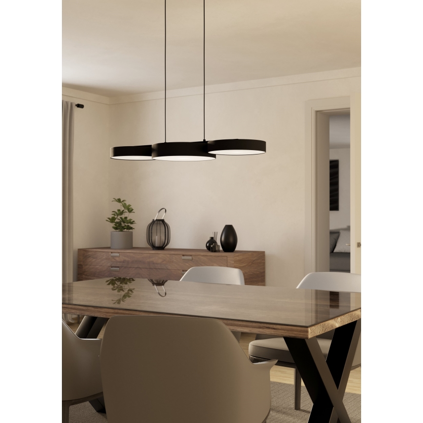 Eglo - LED RGBW Lampadario dimmerabile a sospensione con filo 3xLED/7,5W/230V 2700-6500K nero