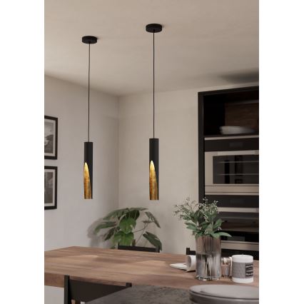 Eglo - Lampadario LED a sospensione con filo 1xGU10/4,5W/230V nero/oro