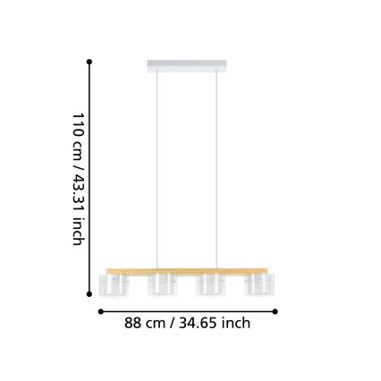 Eglo - LED RGBW Lampadario dimmerabile a sospensione con filo 4xLED/3,7W/230V 2700-6500K