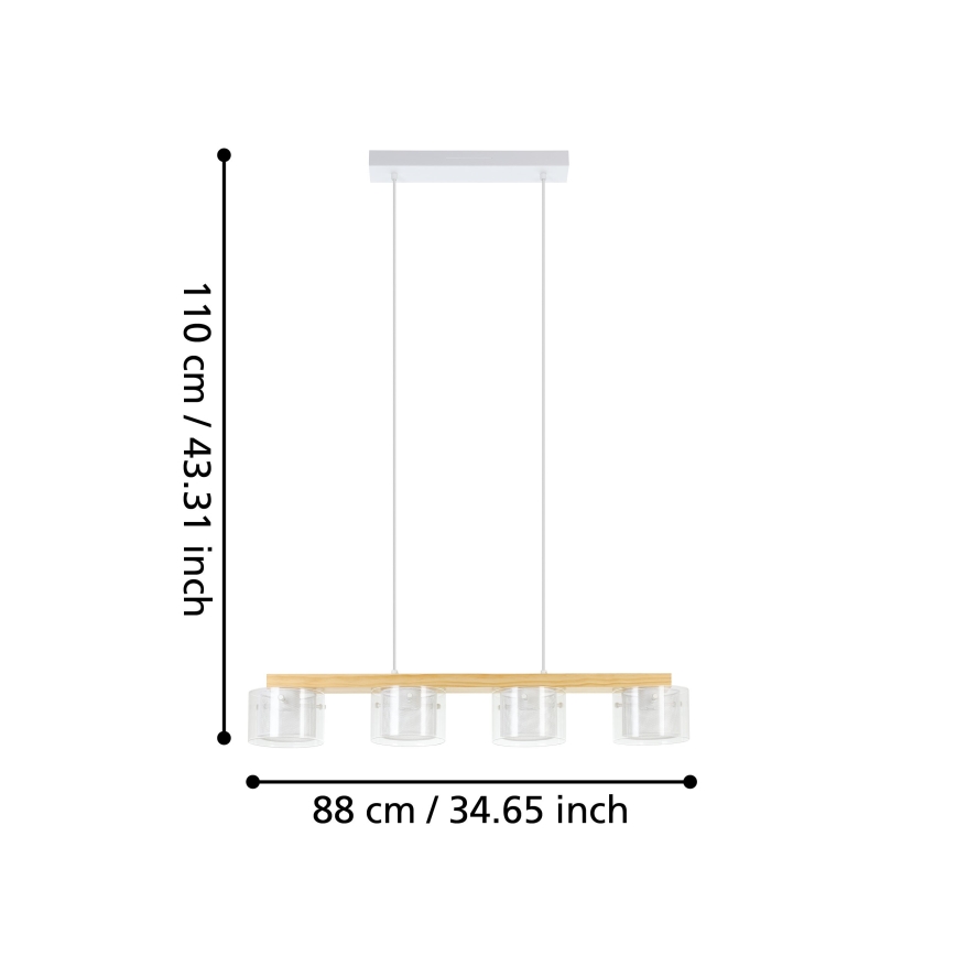 Eglo - LED RGBW Lampadario dimmerabile a sospensione con filo 4xLED/3,7W/230V 2700-6500K