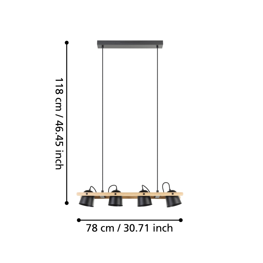 Eglo - LED RGBW Lampadario dimmerabile a sospensione con filo 4xLED/3,7W/230V 2700-6500K