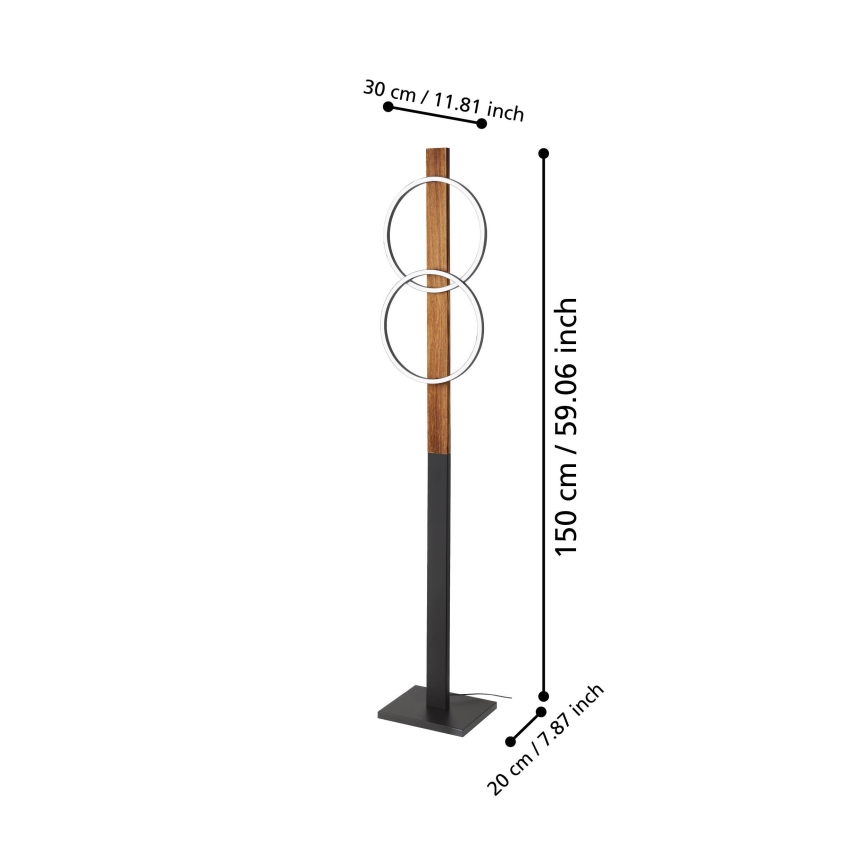 Eglo - Lampada LED da terra 2xLED/12W/230V 3000K marrone/nero