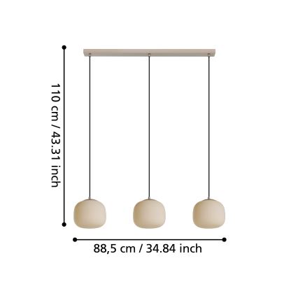 Eglo - Lampadario a sospensione con filo 3xE27/40W/230V