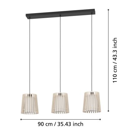 Eglo - Lampadario a sospensione con filo 3xE27/25W/230V