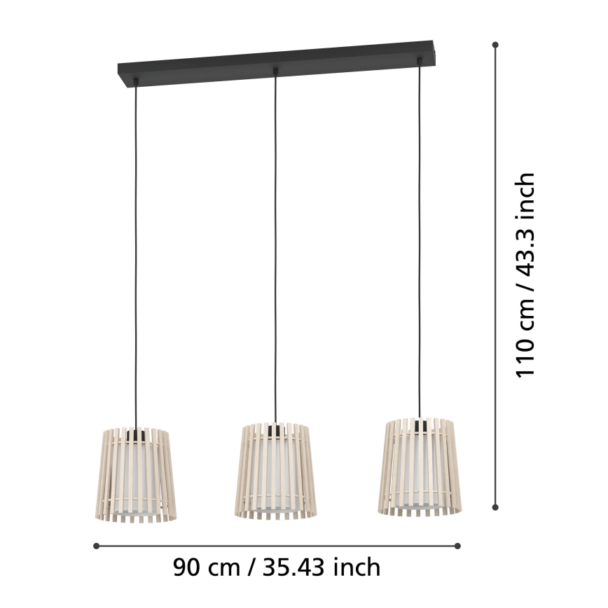 Eglo - Lampadario a sospensione con filo 3xE27/25W/230V