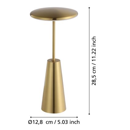 Eglo - LED Dimmerabile touch per esterni lampada LED/2,8W/5V 2400K/3000K/4000K 5200 mAh IP54 oro