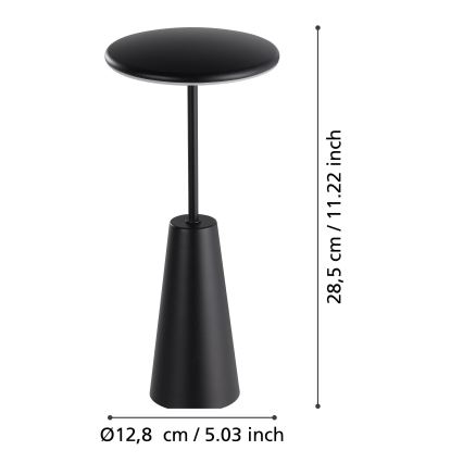 Eglo - LED Dimmerabile touch per esterni lampada LED/2,8W/5V 2400K/3000K/4000K 5200 mAh IP54 nero