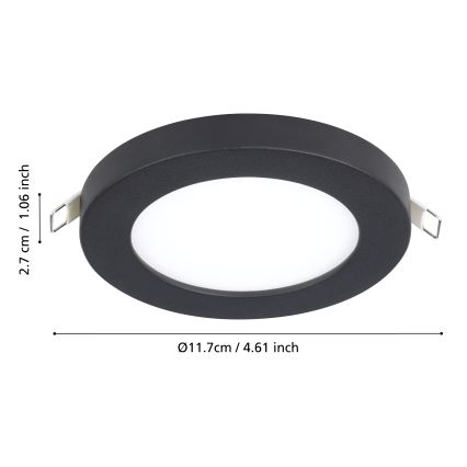Eglo - Faretto da incasso LED/5,5W/230V 4000K nero Ø 11,7 cm