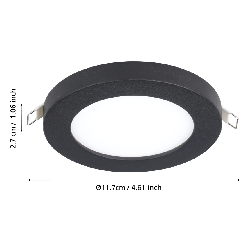Eglo - Faretto da incasso LED/5,5W/230V 4000K nero Ø 11,7 cm