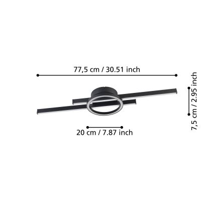 Eglo - Plafoniera LED RGBW dimmerabile LED/23,5W/230V 2700-6500K nero + telecomando