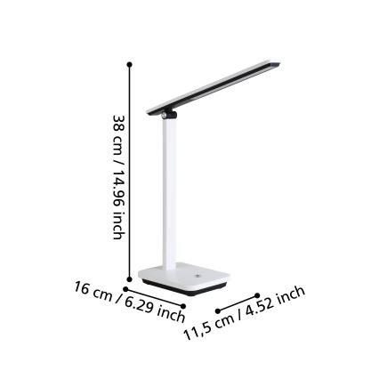 Eglo - LED Lampada da tavolo ricaricabile dimmerabile LED/3,6W/5V 1800mAh bianco