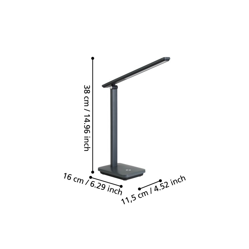 Eglo - LED Lampada da tavolo ricaricabile dimmerabile LED/3,6W/5V 1800mAh grigio
