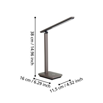 Eglo - LED Lampada da tavolo ricaricabile dimmerabile LED/3,6W/5V 1800mAh marrone