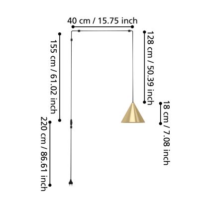 Eglo - Lampadario a sospensione con filo 1xE27/40W/230V