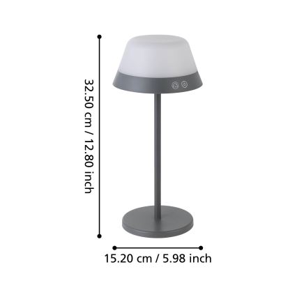 Eglo - LED RGBW Dimmerabile touch per esterni lampada 2in1 LED/1,5W/5V 2600 mAh IP54 grigio