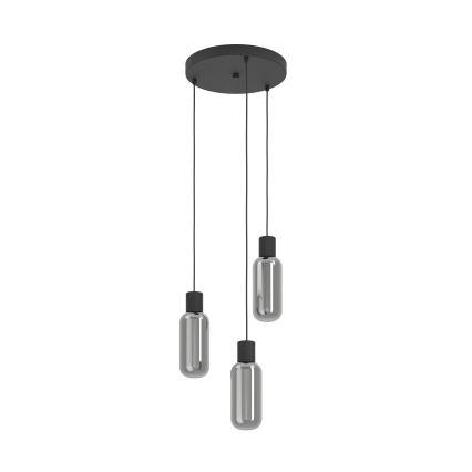 Eglo - Lampadario a sospensione con cavo 3xE27/4W/230V nero/fumé