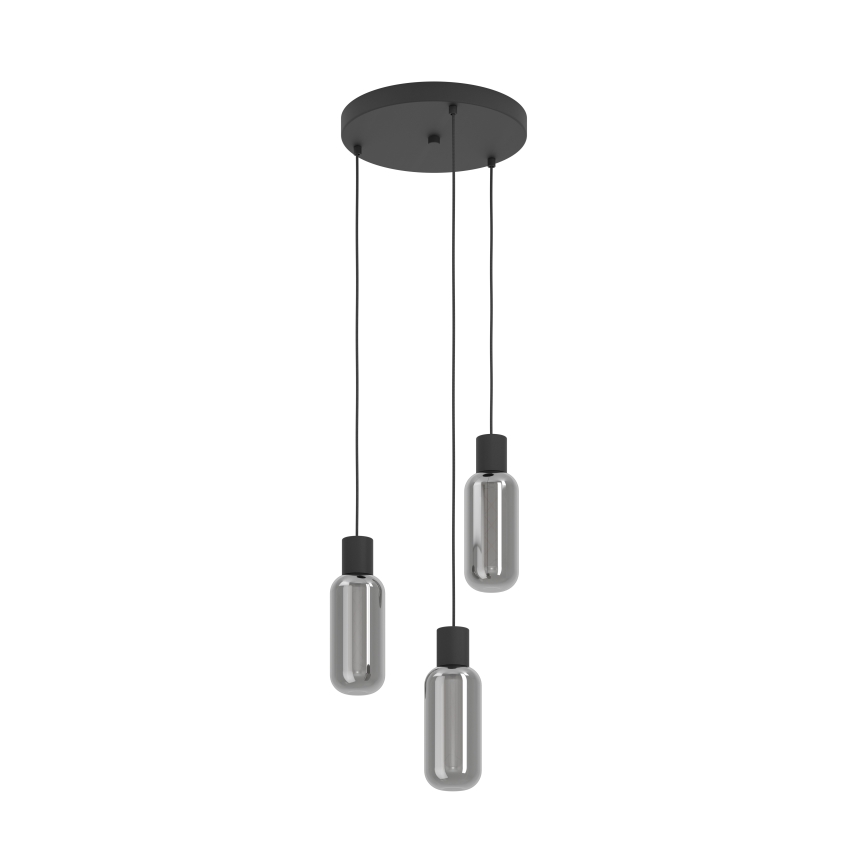 Eglo - Lampadario a sospensione con cavo 3xE27/4W/230V nero/fumé