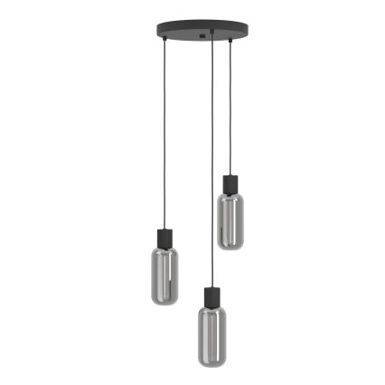 Eglo - Lampadario a sospensione con cavo 3xE27/4W/230V nero/fumé