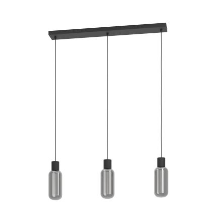 Eglo - Lampadario a sospensione con cavo 3xE27/4W/230V nero/fumé