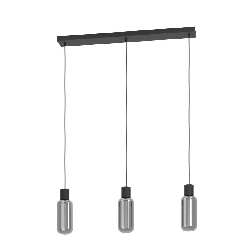 Eglo - Lampadario a sospensione con cavo 3xE27/4W/230V nero/fumé