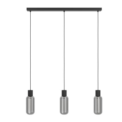 Eglo - Lampadario a sospensione con cavo 3xE27/4W/230V nero/fumé