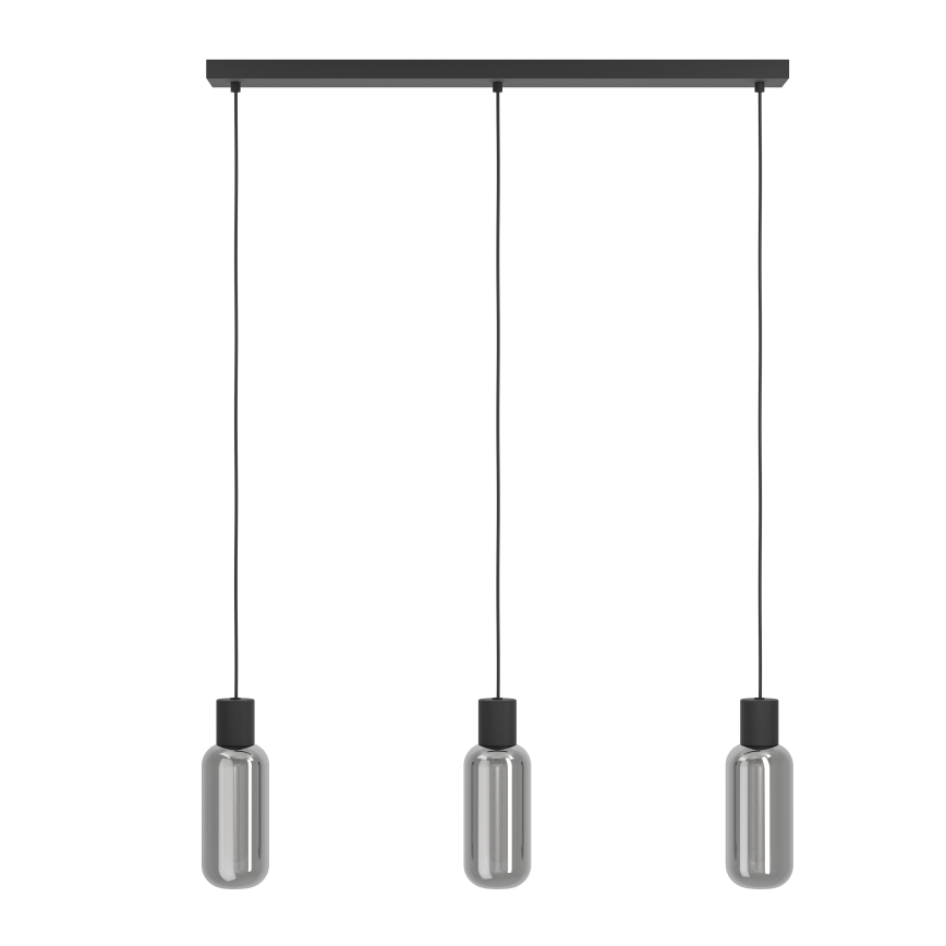 Eglo - Lampadario a sospensione con cavo 3xE27/4W/230V nero/fumé