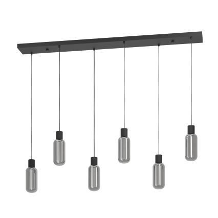 Eglo - Lampadario a sospensione con cavo 6xE27/4W/230V nero/fumé