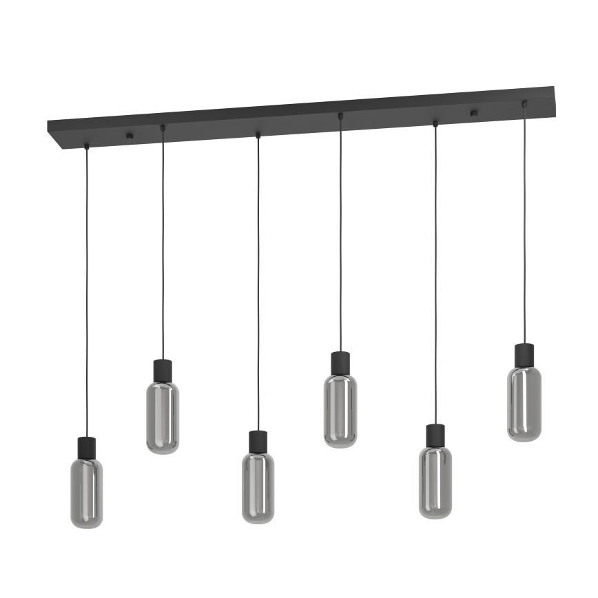 Eglo - Lampadario a sospensione con cavo 6xE27/4W/230V nero/fumé