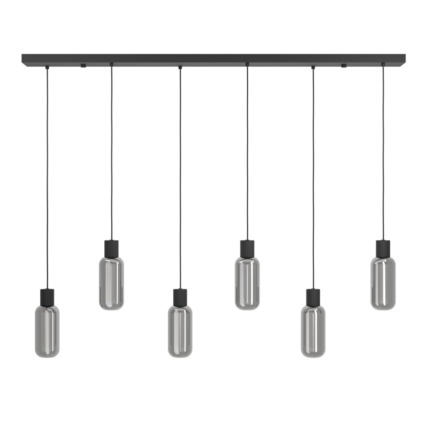 Eglo - Lampadario a sospensione con cavo 6xE27/4W/230V nero/fumé