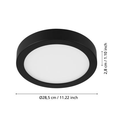 Eglo - Plafoniera LED con sensore di movimento LED/20,5W/230V 3000K nera Ø 28,5 cm
