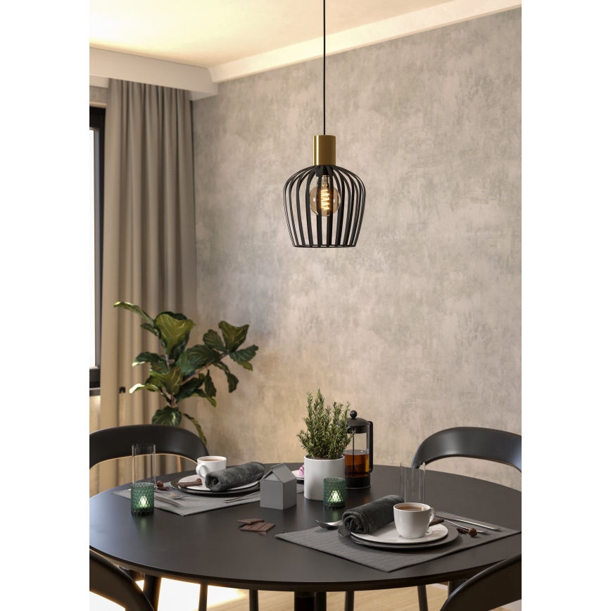 Eglo - Lampadario a sospensione con filo 1xE27/40W/230V nero/oro