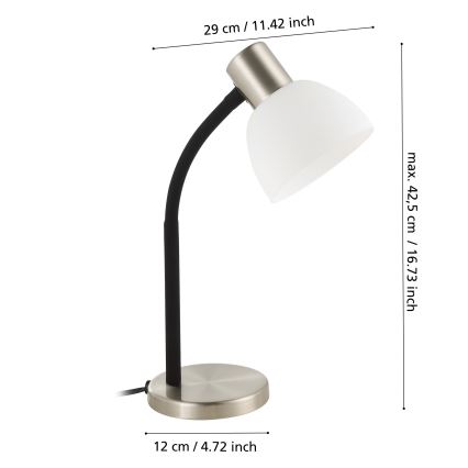 Eglo - Lampada da tavolo 1xE14/25W/230V nero/cromo opaco