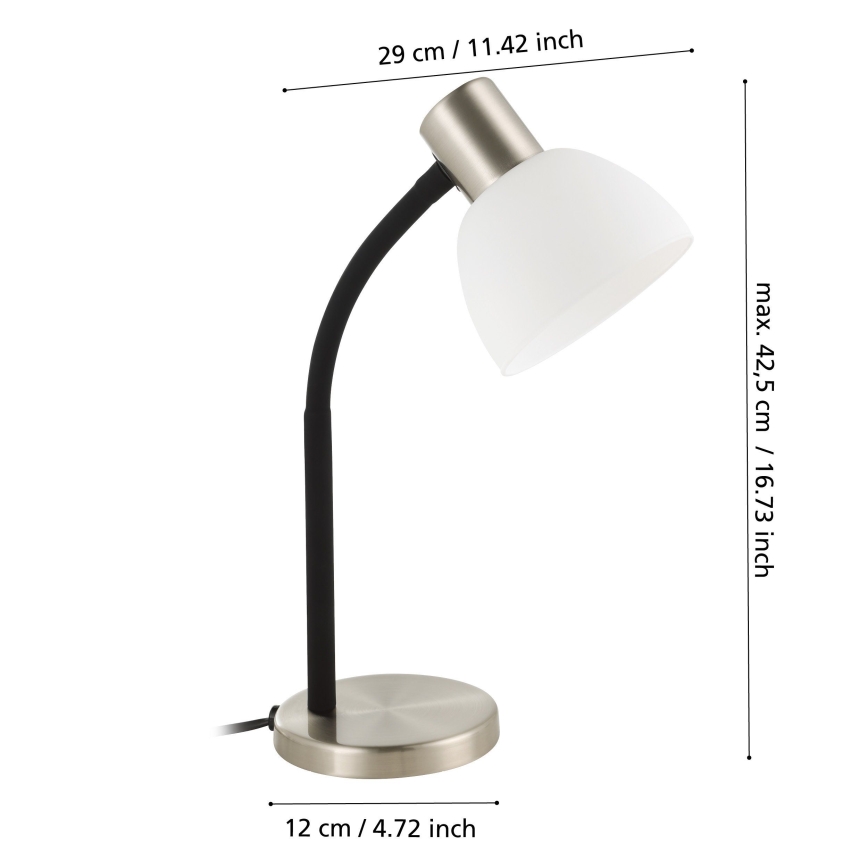 Eglo - Lampada da tavolo 1xE14/25W/230V nero/cromo opaco