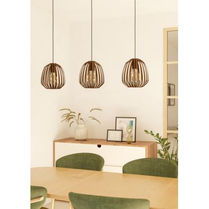 Eglo - Lampadario a sospensione a cavo 3xE27/40W/230V, bronzo