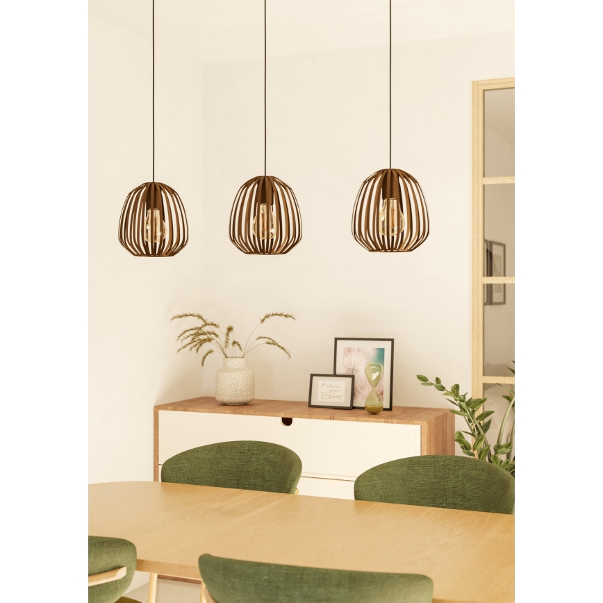 Eglo - Lampadario a sospensione a cavo 3xE27/40W/230V, bronzo