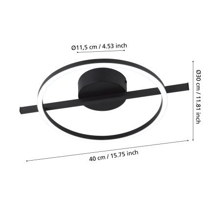 Eglo - Plafoniera dimmerabile RGBW LED/17W/230V 2700-6500K nero + telecomando