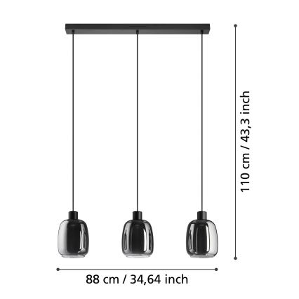 Eglo - LED RGBW Lampadario dimmerabile a sospensione con filo 3xLED/3,7W/230V 2700-6500K grigio