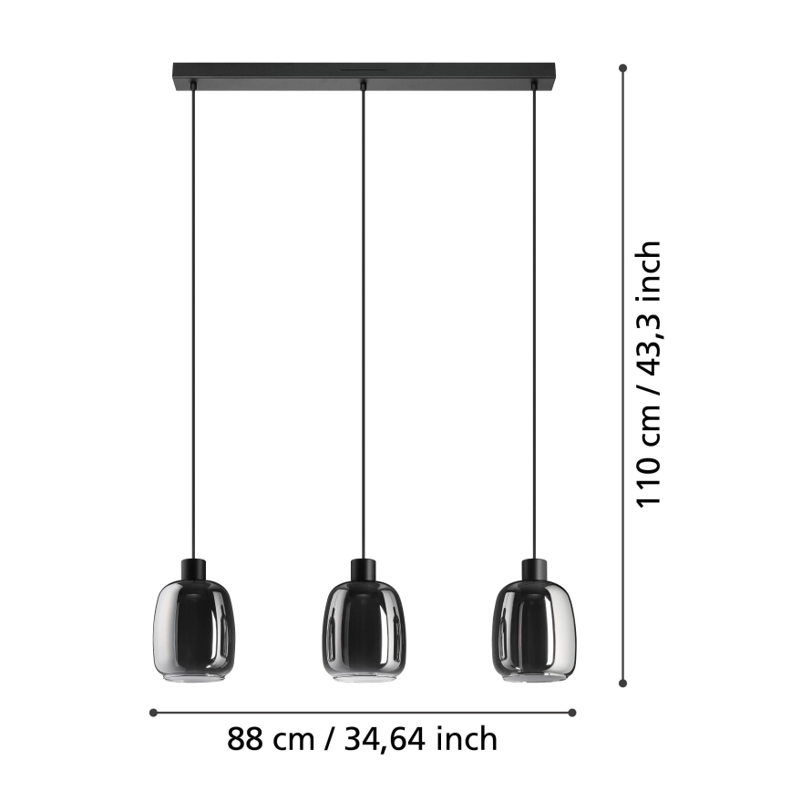 Eglo - LED RGBW Lampadario dimmerabile a sospensione con filo 3xLED/3,7W/230V 2700-6500K grigio