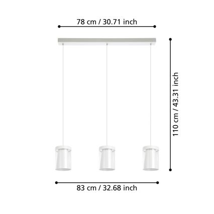 Eglo - LED RGBW Lampadario dimmerabile a sospensione con filo 3xLED/3,7W/230V 2700-6500K bianco ZigBee